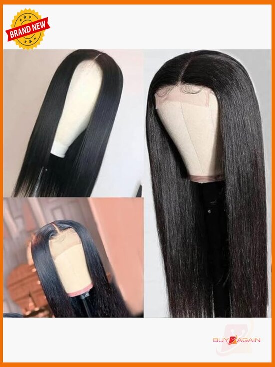 Straight Lace Front Wig Human Hair 4x4 Closure 200 Density Glueless main image 4